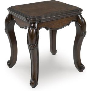 Signature Design by Ashley Maylee Classic End Table with Cabriole Legs, Dark Brown