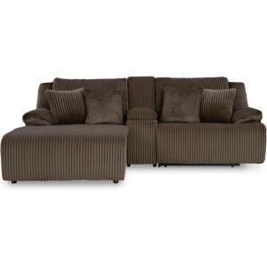 Signature Design by Ashley Top Tier Casual Manual Reclining Left-Arm Facing 3-Piece Sectional Sofa Chaise with 4 Accent Pillows, Dark Brown(Dark Brown)
