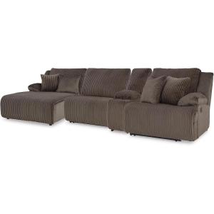 Signature Design by Ashley Top Tier Casual Manual Reclining Left-Arm Facing 3-Piece Sectional Sofa Chaise with 4 Accent Pillows, Dark Brown(White)