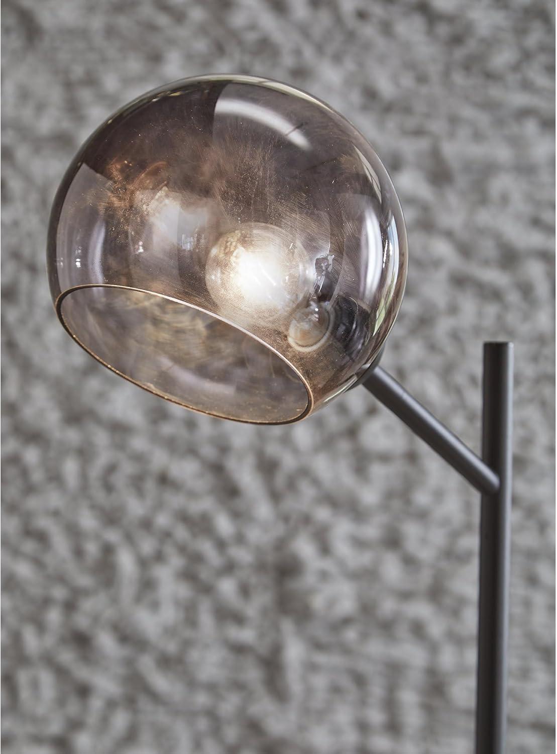 imageSignature Design by Ashley Abanson Contemporary 625quot Floor Lamp with Glass Shade and OnOff Foot Switch GoldBlack