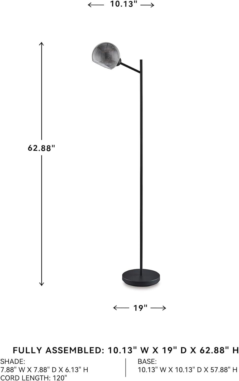 imageSignature Design by Ashley Abanson Contemporary 625quot Floor Lamp with Glass Shade and OnOff Foot Switch GoldBlack