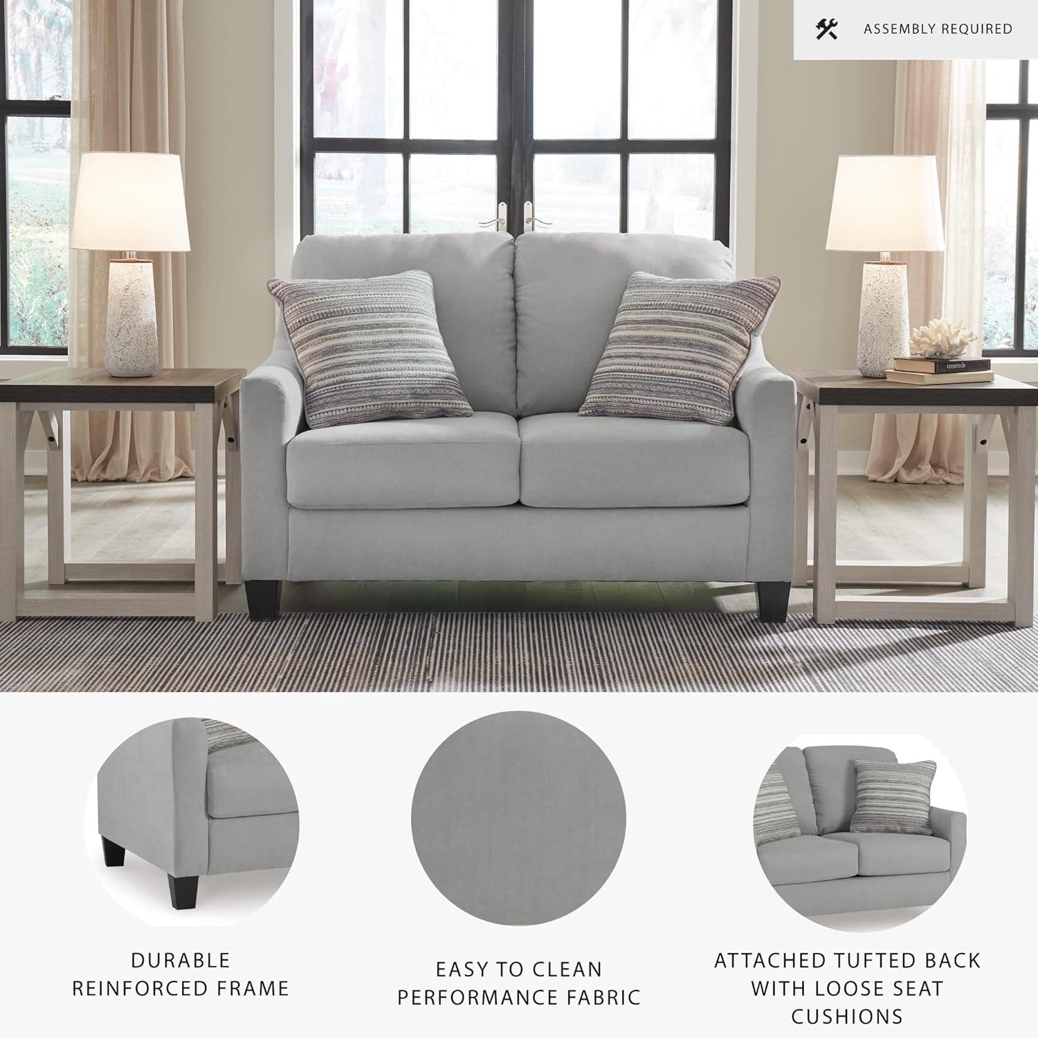 imageSignature Design by Ashley Adlai Casual Loveseat with 2 Toss Pillows Light Gray