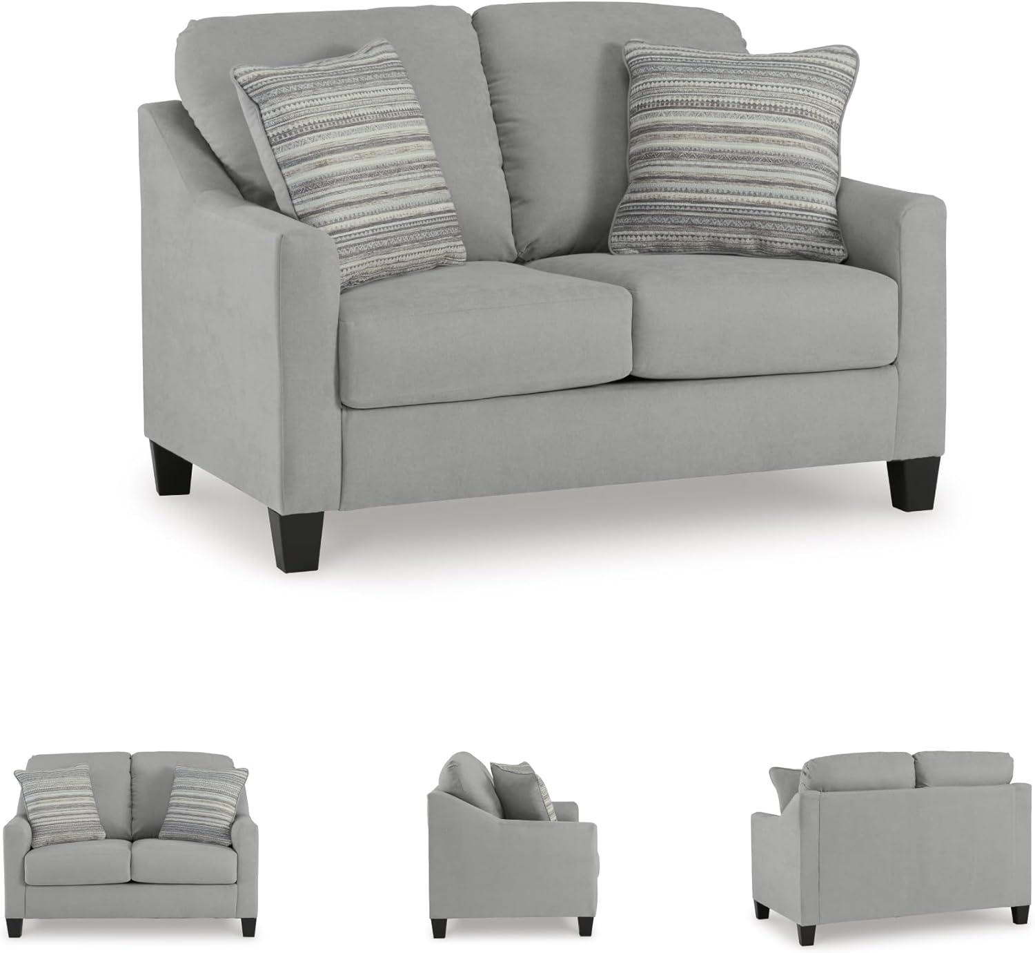 imageSignature Design by Ashley Adlai Casual Loveseat with 2 Toss Pillows Light Gray