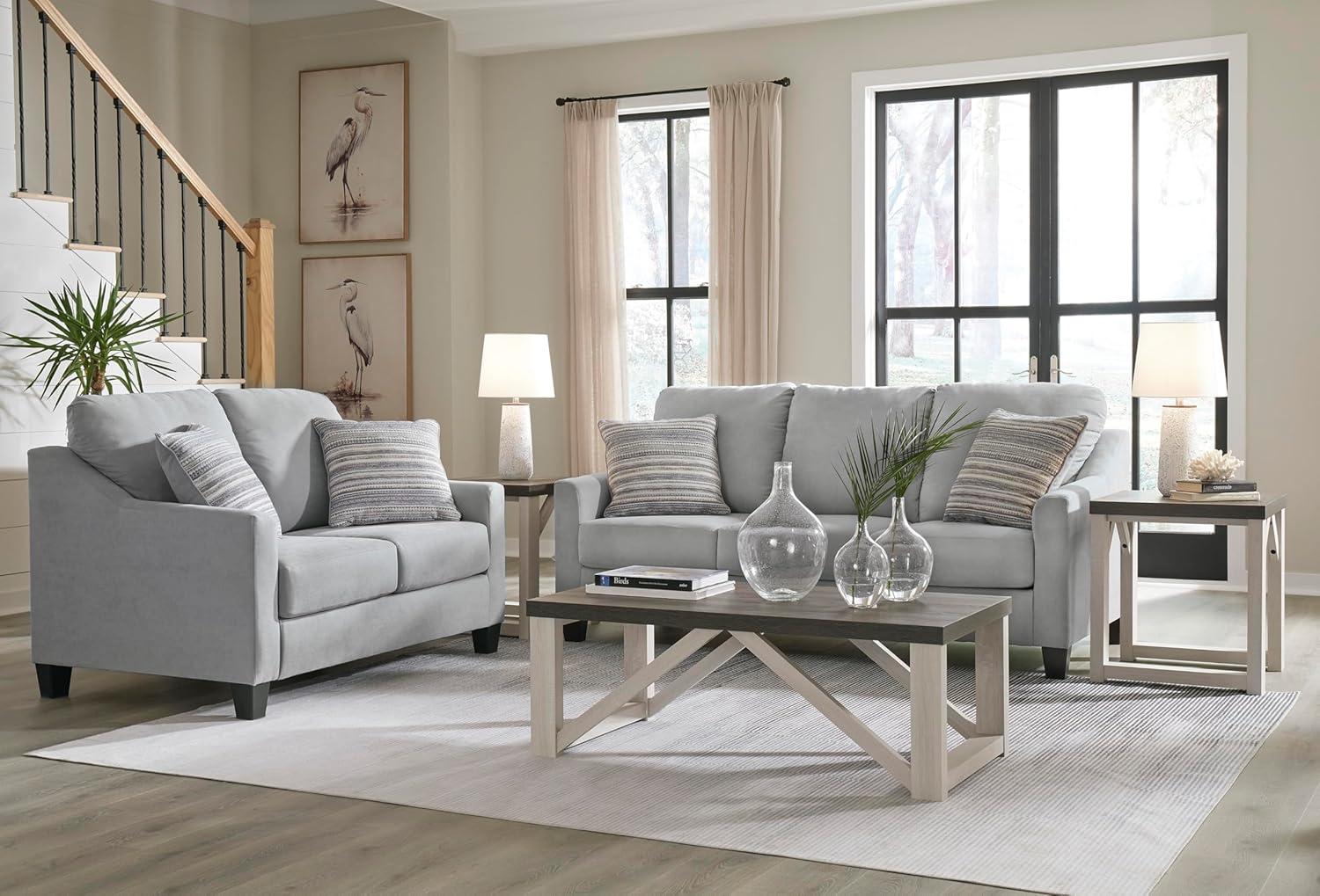 imageSignature Design by Ashley Adlai Casual Loveseat with 2 Toss Pillows Light Gray