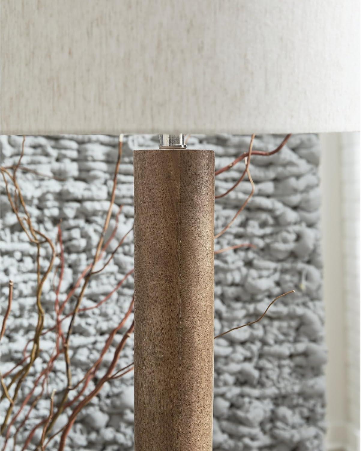 imageSignature Design by Ashley Ailsa Farmhouse Floor Lamp with 3Way Switch and Drum Shade Light Brown