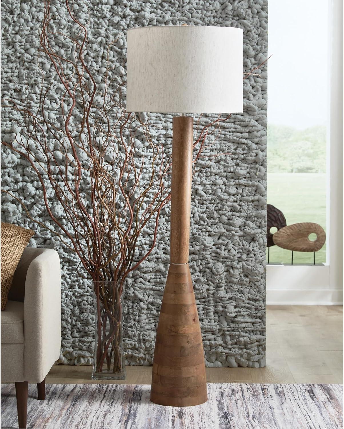imageSignature Design by Ashley Ailsa Farmhouse Floor Lamp with 3Way Switch and Drum Shade Light Brown