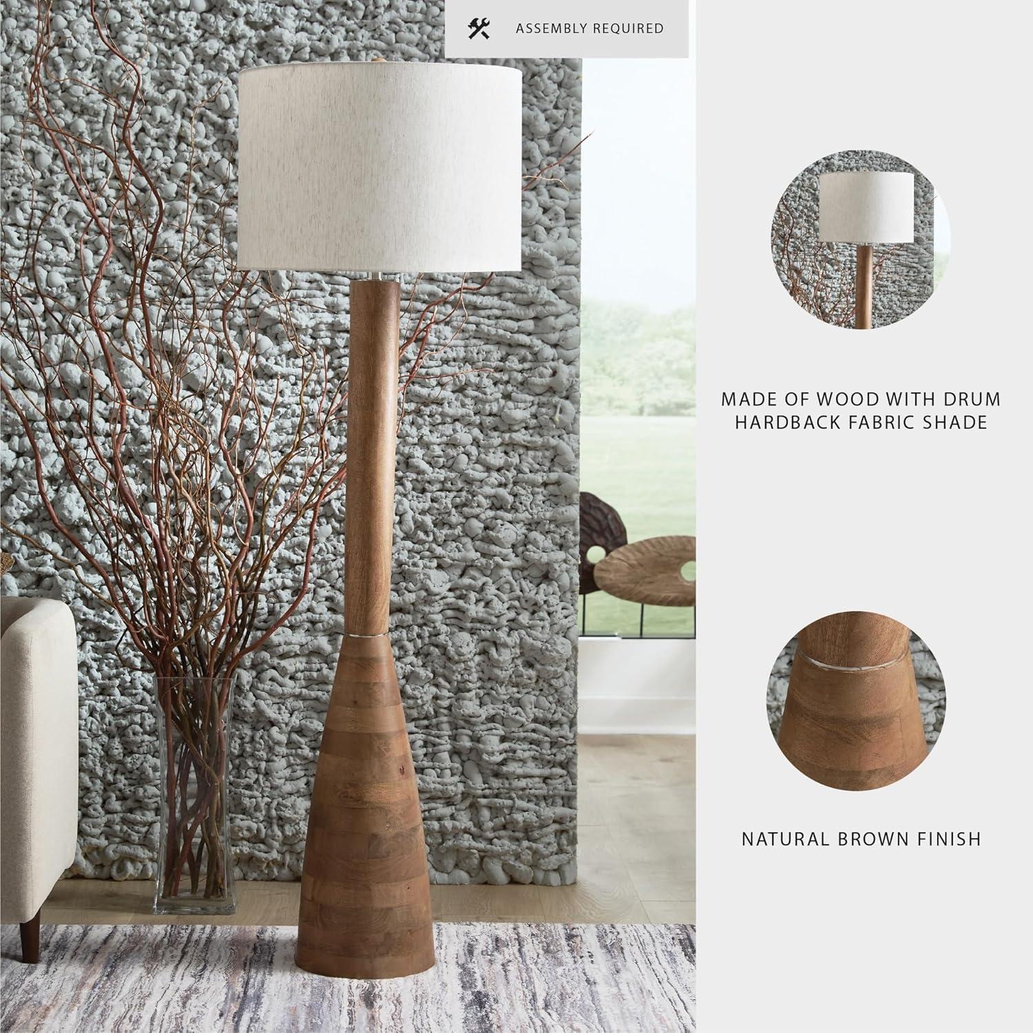 imageSignature Design by Ashley Ailsa Farmhouse Floor Lamp with 3Way Switch and Drum Shade Light Brown