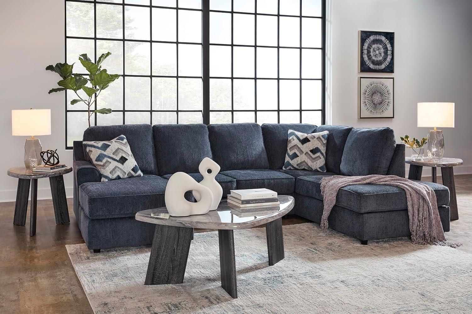 imageSignature Design by Ashley Albar Place Contemporary UShaped 2Piece Sectional with Loose Seat Cushions and 2 Accent Pillows BlueCobalt