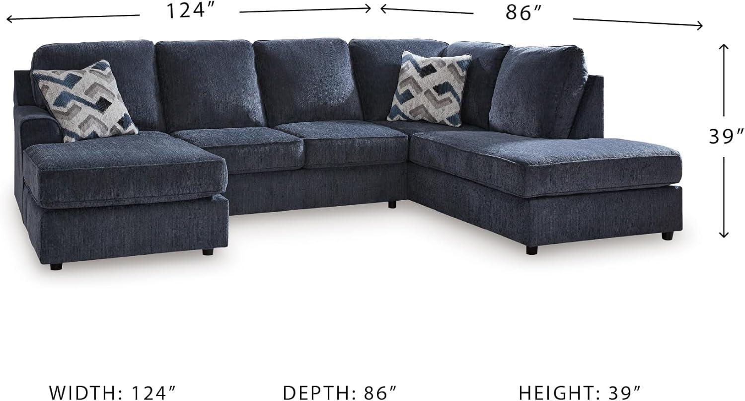 imageSignature Design by Ashley Albar Place Contemporary UShaped 2Piece Sectional with Loose Seat Cushions and 2 Accent Pillows BlueCobalt