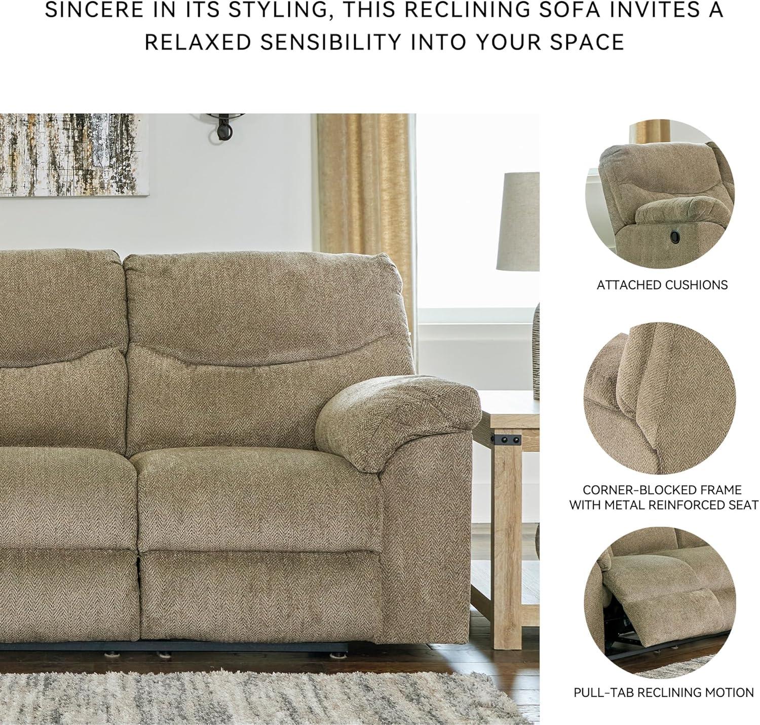 imageSignature Design by Ashley Alphons Transitional Tufted Reclining Loveseat Light GrayLight Brown