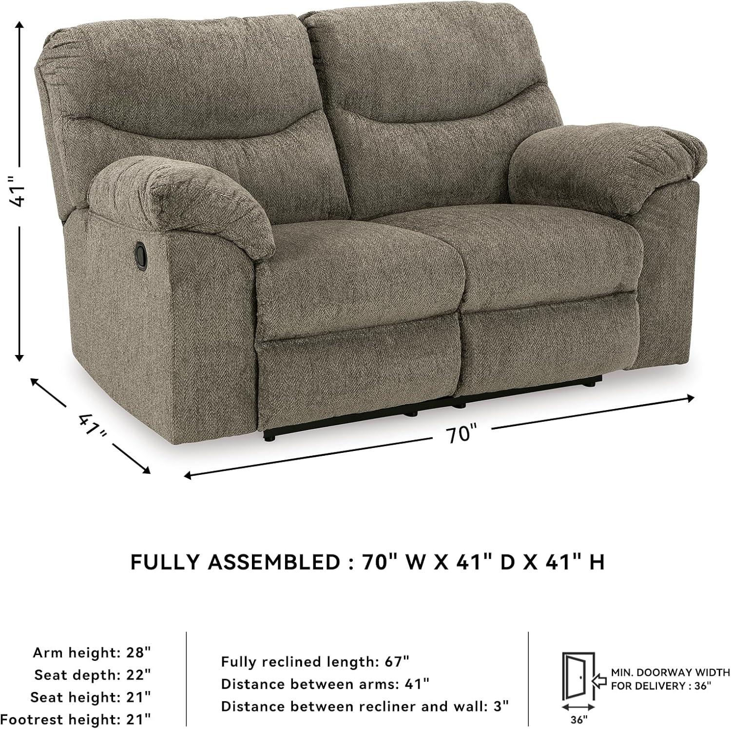 imageSignature Design by Ashley Alphons Transitional Tufted Reclining Loveseat Light GrayLight Gray