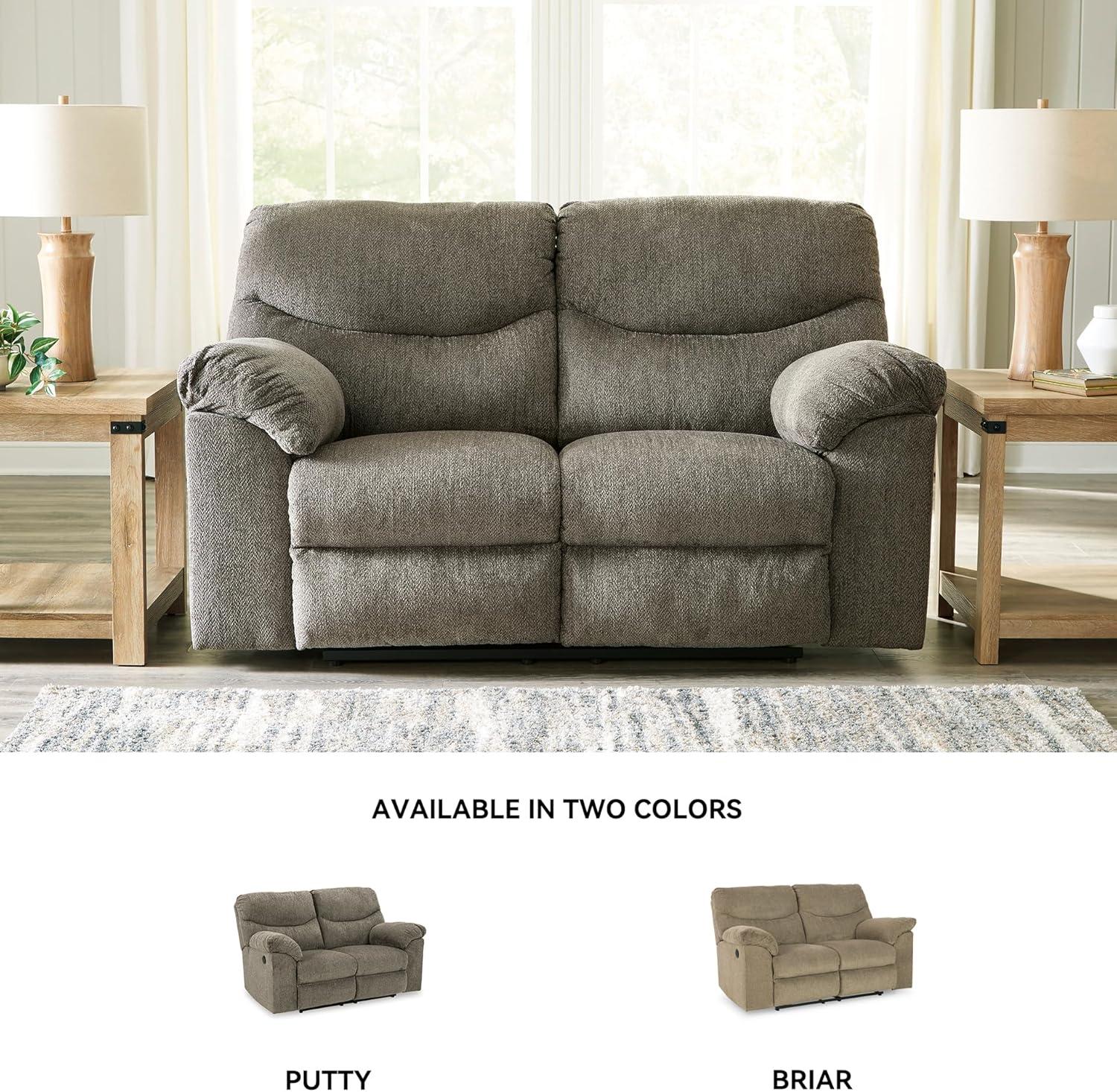 imageSignature Design by Ashley Alphons Transitional Tufted Reclining Loveseat Light GrayLight Gray