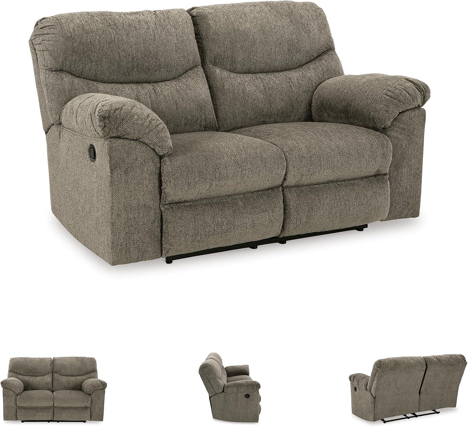 imageSignature Design by Ashley Alphons Transitional Tufted Reclining Loveseat Light GrayLight Gray