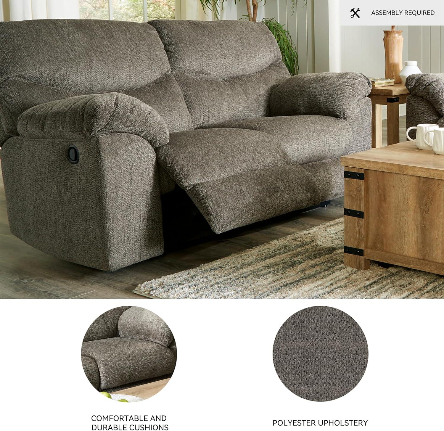 imageSignature Design by Ashley Alphons Transitional Tufted Reclining Loveseat Light GrayLight Gray