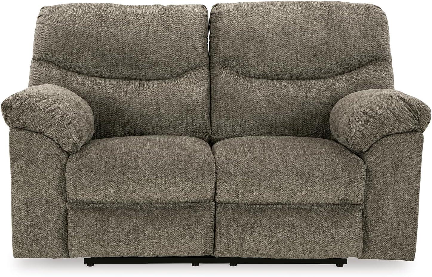 imageSignature Design by Ashley Alphons Transitional Tufted Reclining Loveseat Light GrayLight Gray