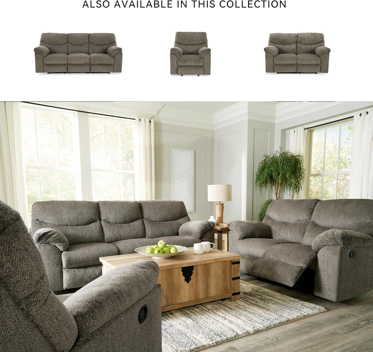 imageSignature Design by Ashley Alphons Transitional Tufted Reclining Loveseat Light GrayLight Gray
