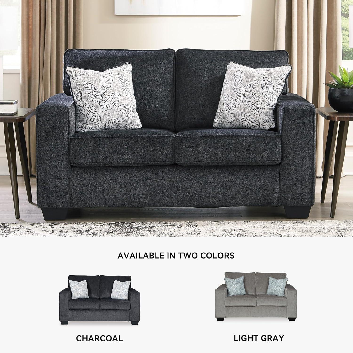 imageSignature Design by Ashley Altari Modern Loveseat with 2 Accent Pillows Light GrayCharcoal