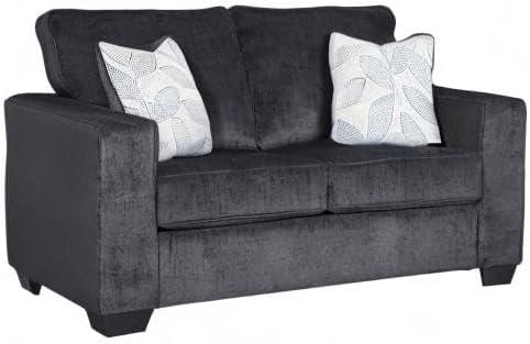 imageSignature Design by Ashley Altari Modern Loveseat with 2 Accent Pillows Light GrayCharcoal