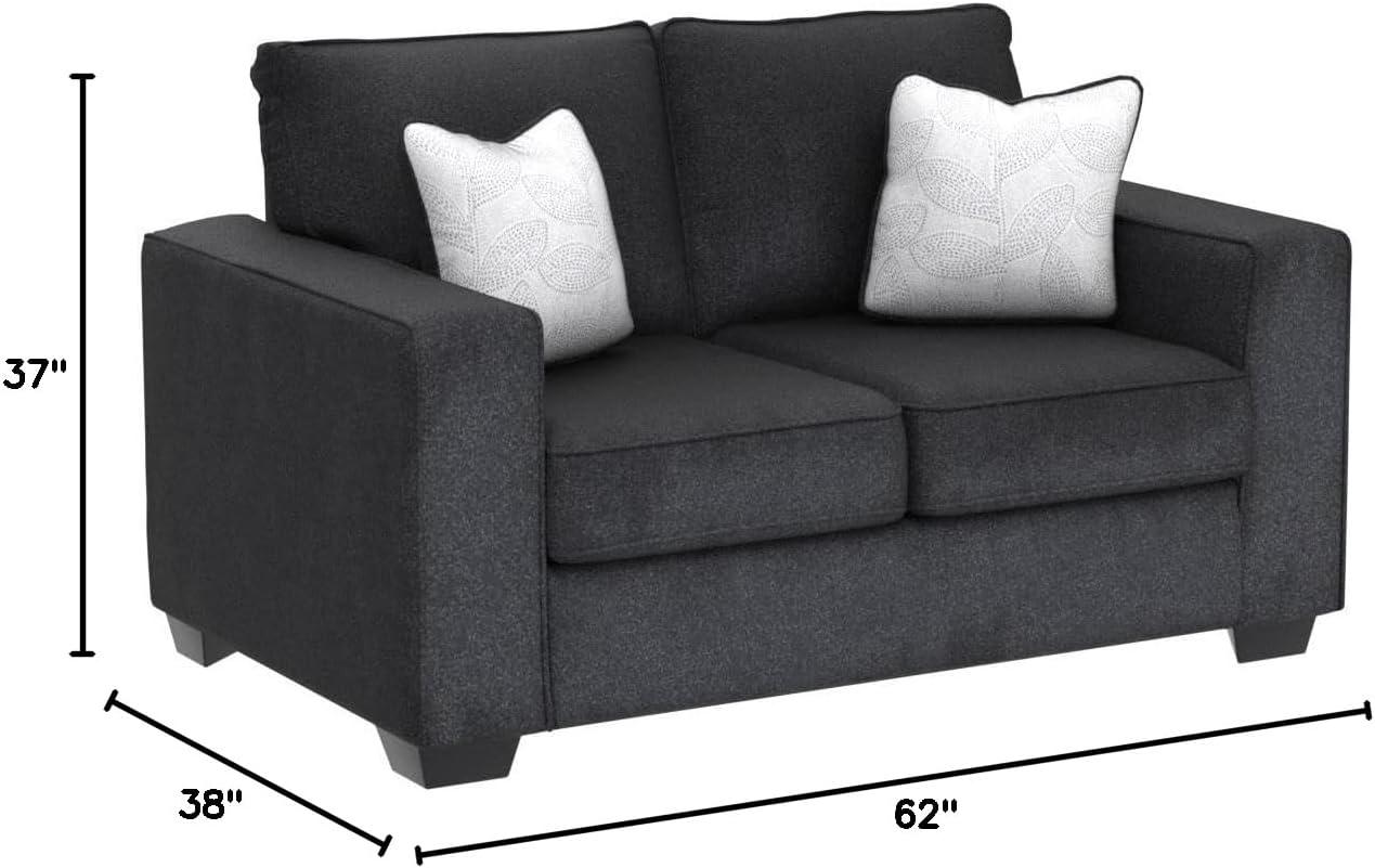 imageSignature Design by Ashley Altari Modern Loveseat with 2 Accent Pillows Light GrayCharcoal