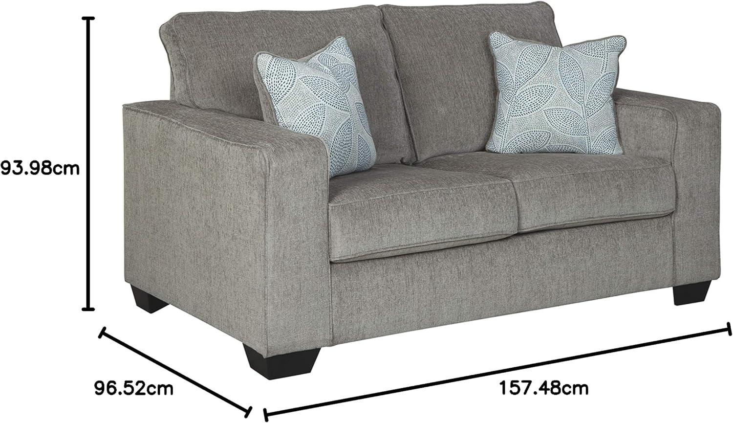 imageSignature Design by Ashley Altari Modern Loveseat with 2 Accent Pillows Light GrayGrey