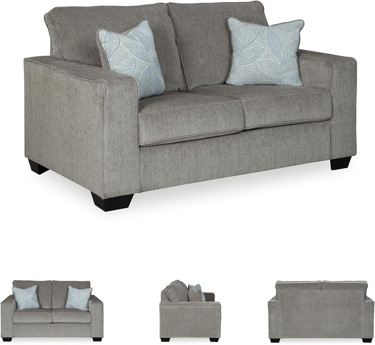 imageSignature Design by Ashley Altari Modern Loveseat with 2 Accent Pillows Light GrayGrey