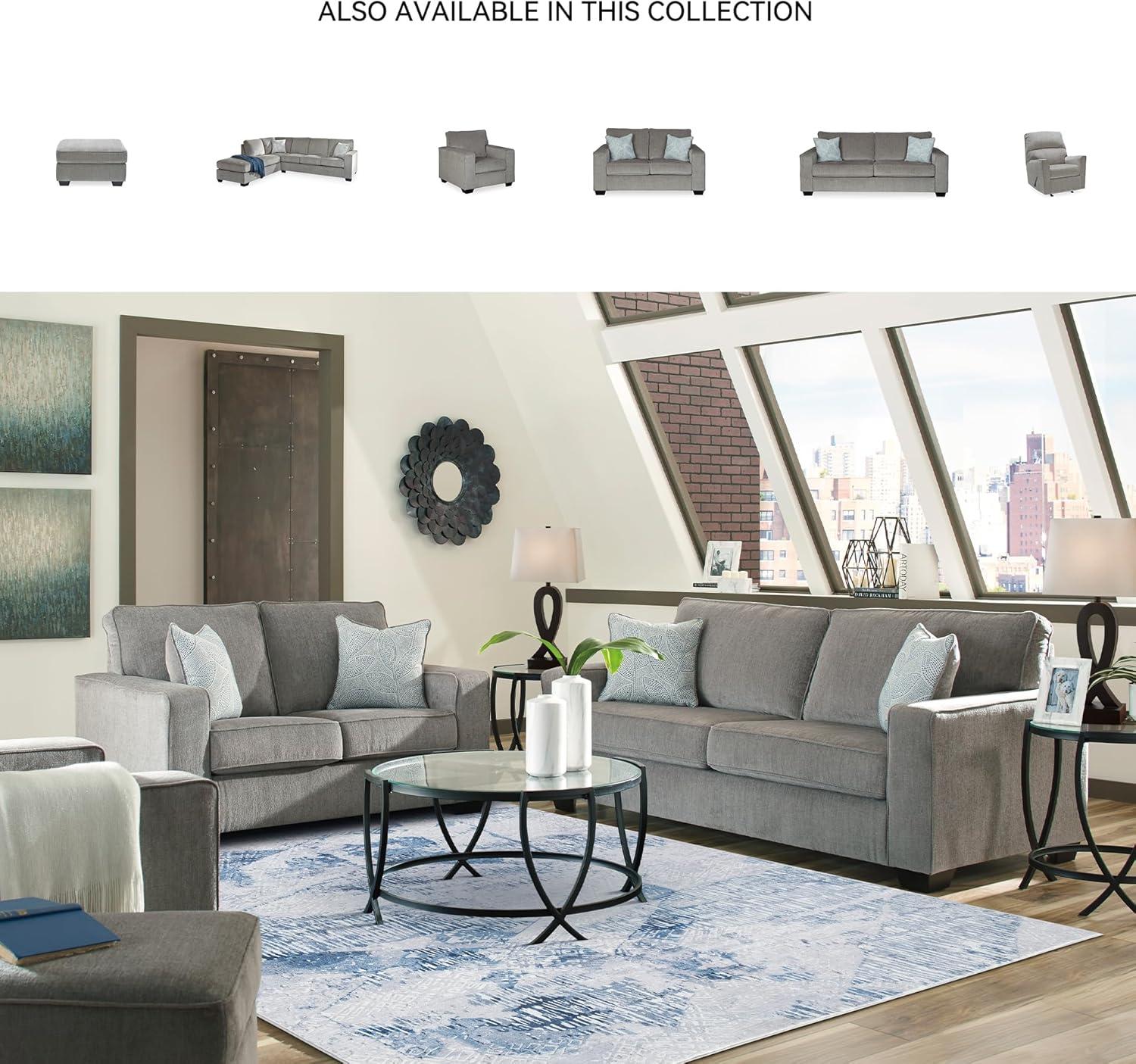 imageSignature Design by Ashley Altari Modern Loveseat with 2 Accent Pillows Light GrayGrey