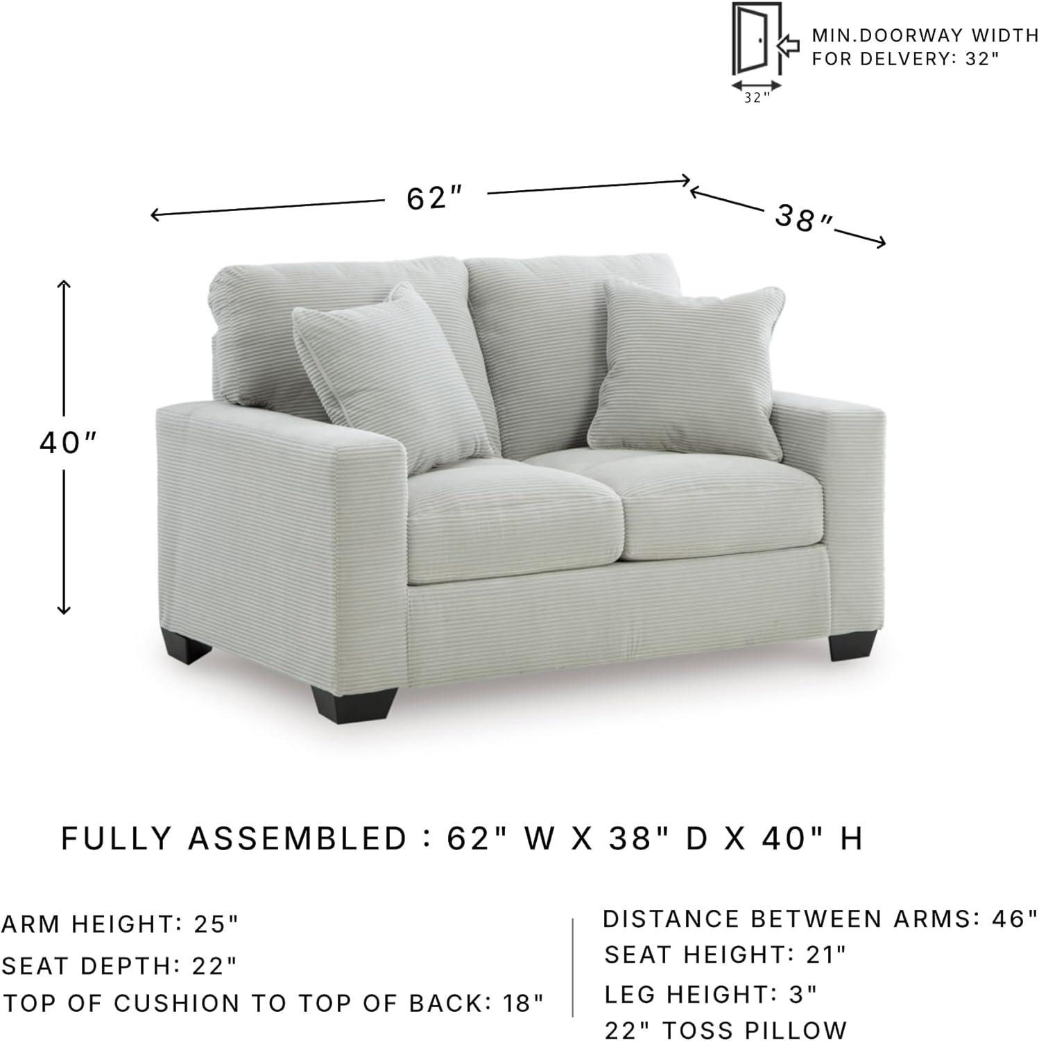 imageSignature Design by Ashley Ammon Casual Anti Sag Loveseat with Loose Seat Cushion and 2 Accent Pillows WhiteLight Gray