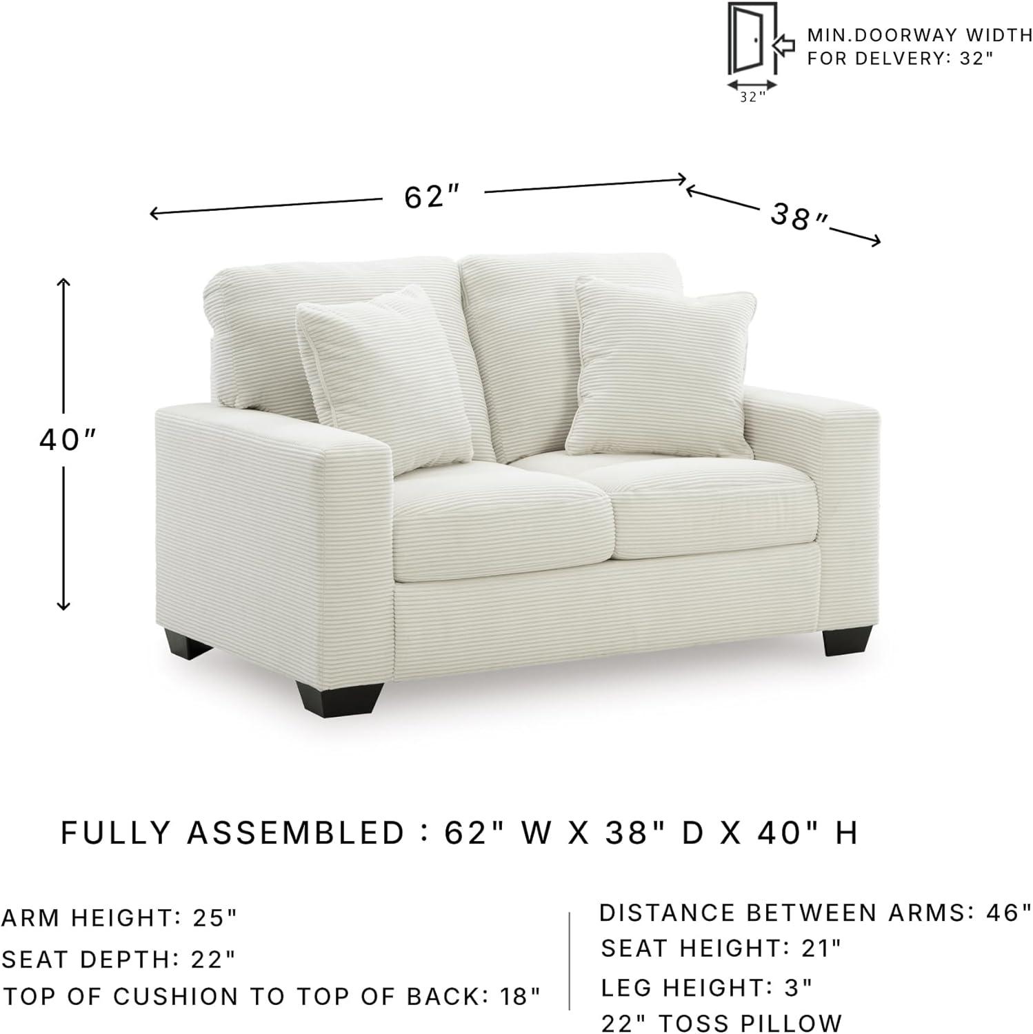 imageSignature Design by Ashley Ammon Casual Anti Sag Loveseat with Loose Seat Cushion and 2 Accent Pillows WhiteWhite