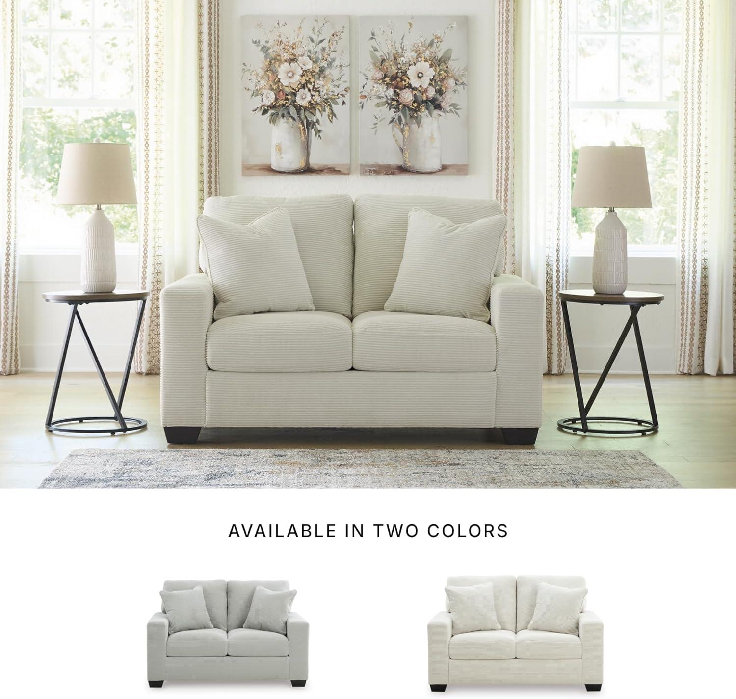 imageSignature Design by Ashley Ammon Casual Anti Sag Loveseat with Loose Seat Cushion and 2 Accent Pillows WhiteWhite