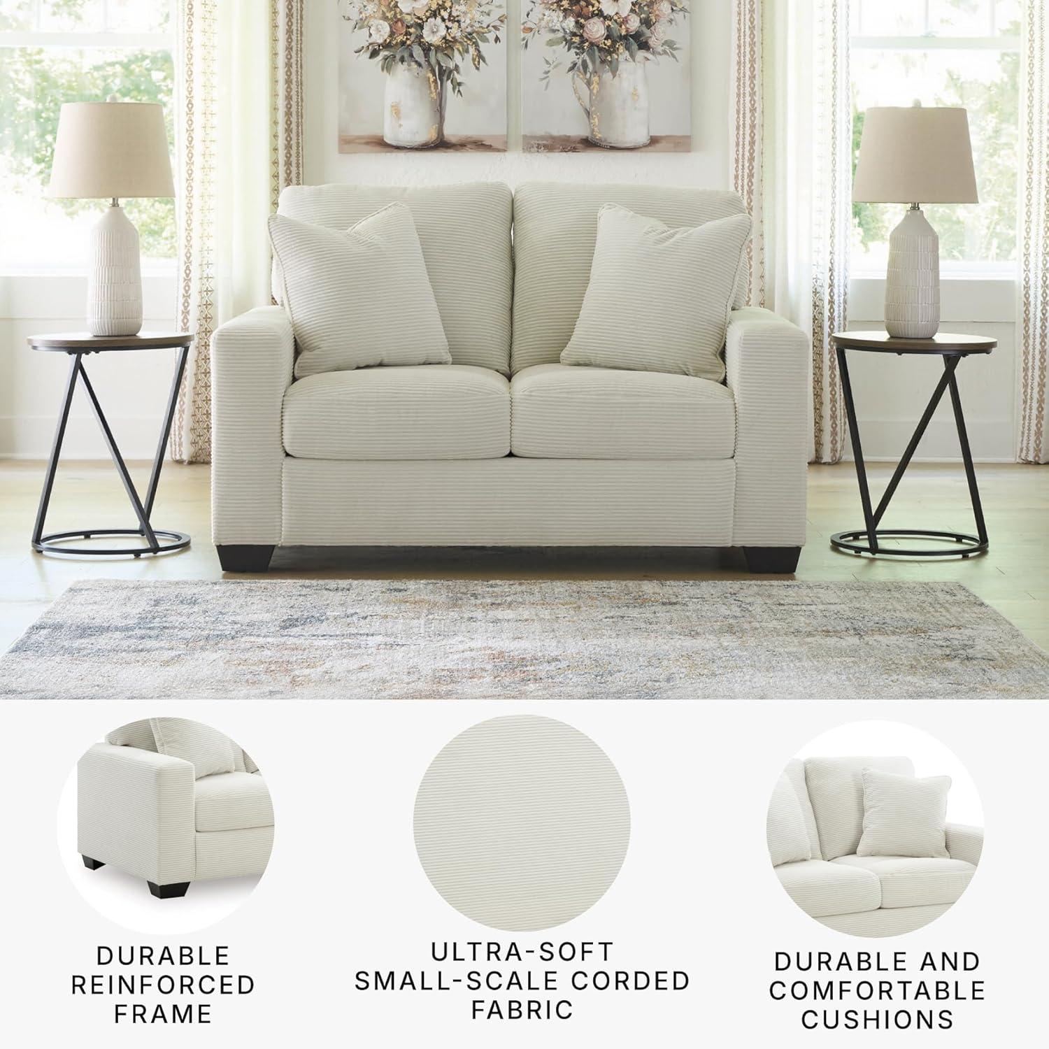 imageSignature Design by Ashley Ammon Casual Anti Sag Loveseat with Loose Seat Cushion and 2 Accent Pillows WhiteWhite