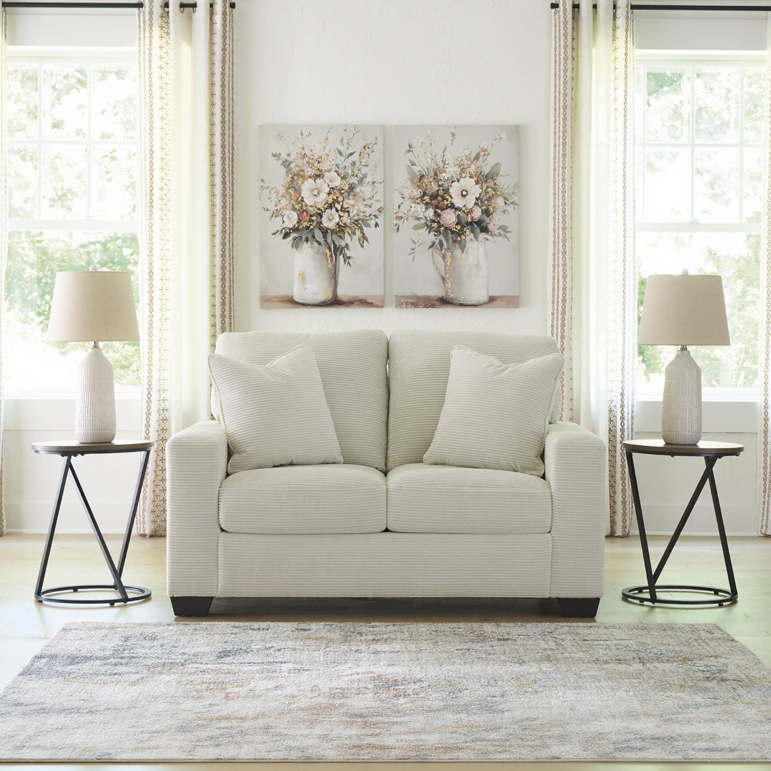 imageSignature Design by Ashley Ammon Casual Anti Sag Loveseat with Loose Seat Cushion and 2 Accent Pillows WhiteWhite