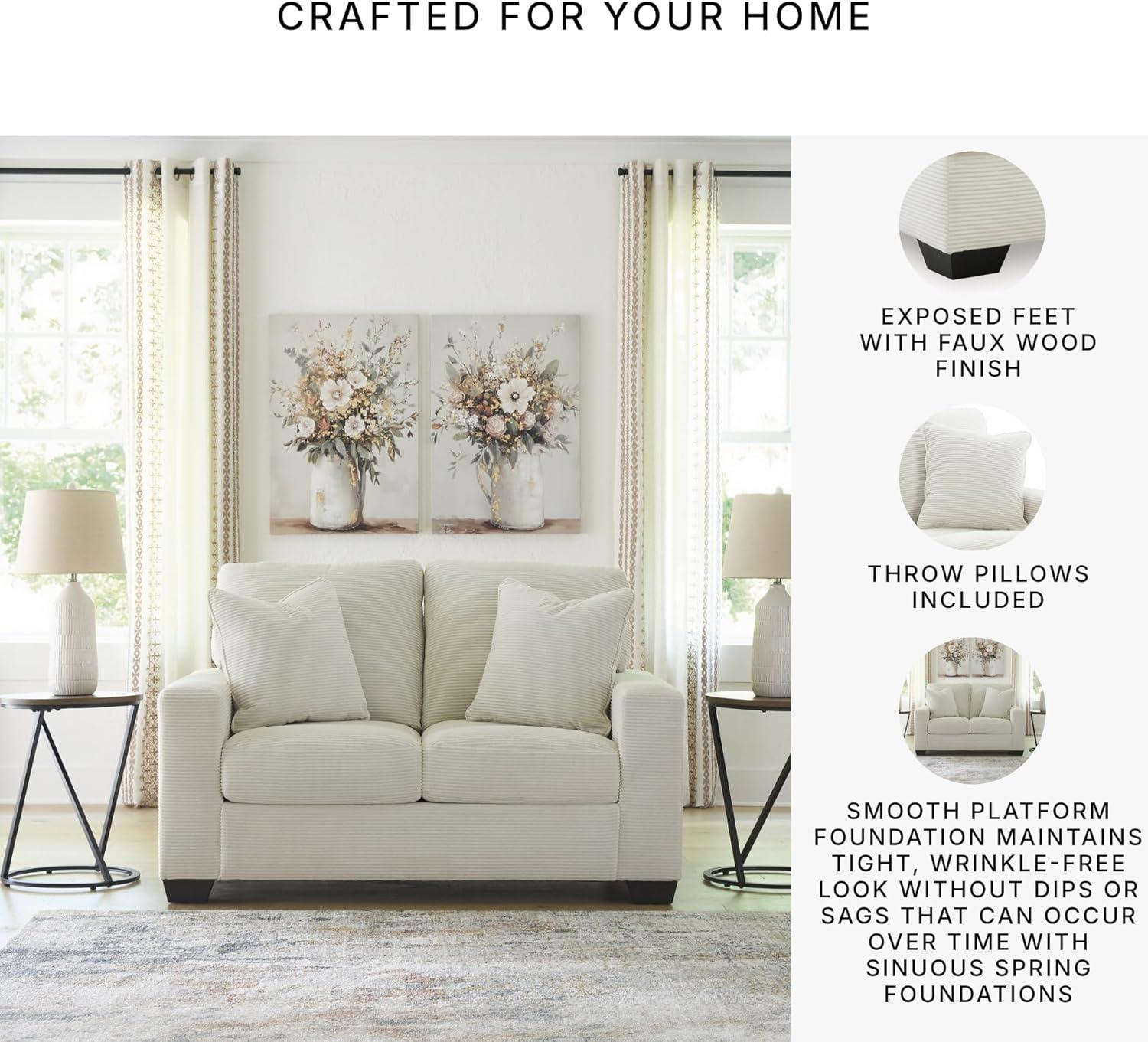 imageSignature Design by Ashley Ammon Casual Anti Sag Loveseat with Loose Seat Cushion and 2 Accent Pillows WhiteWhite