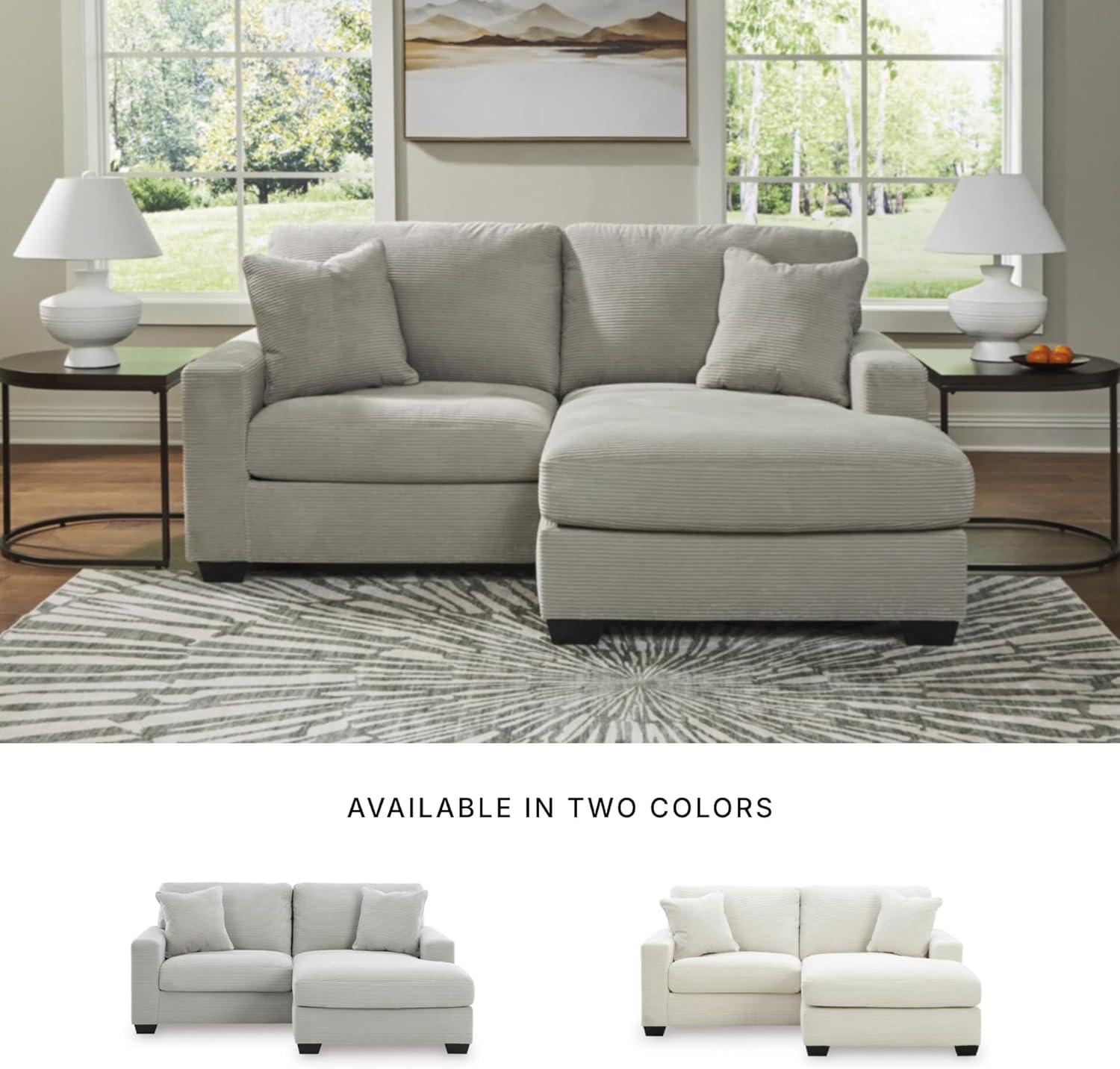imageSignature Design by Ashley Ammon Casual Anti Sag Sofa Chaise with Loose Seat Cushion and 2 Accent Pillows WhiteLight Gray