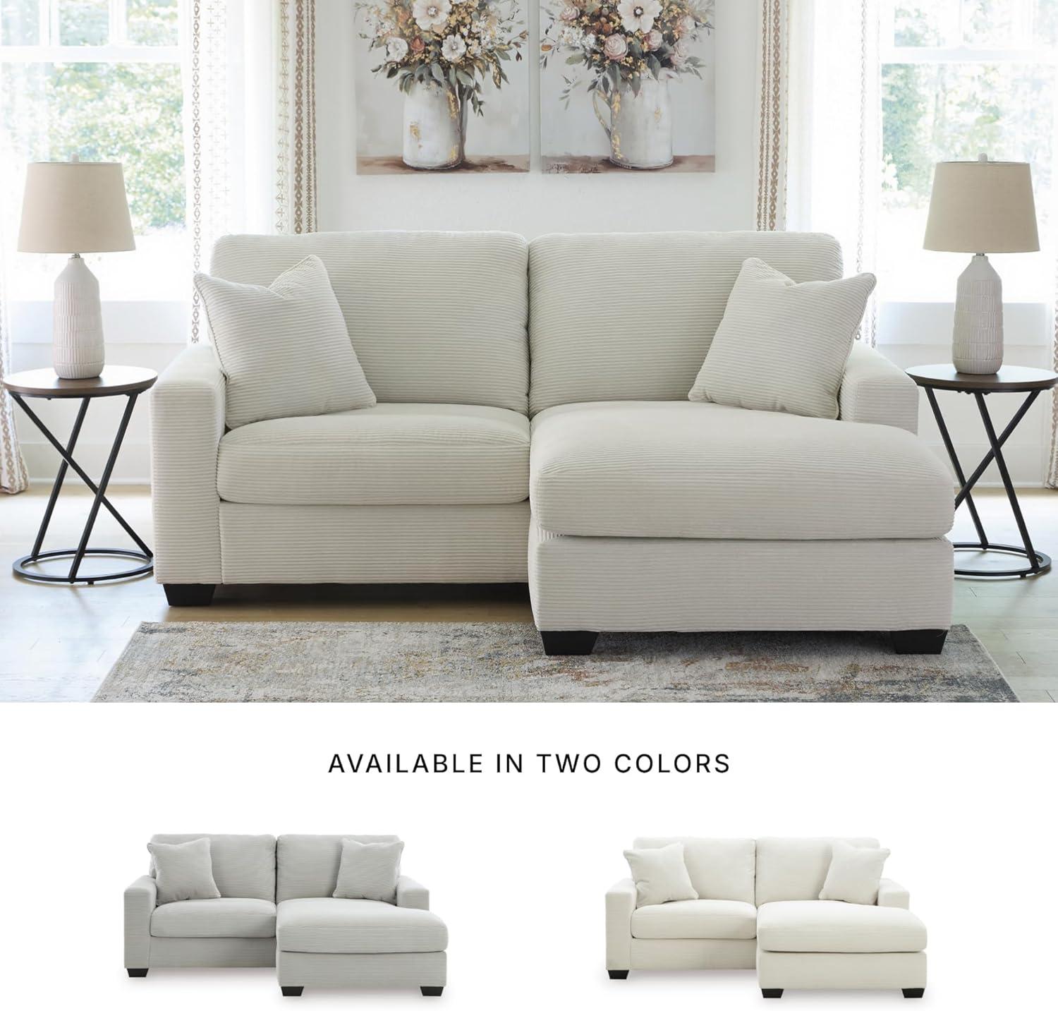 imageSignature Design by Ashley Ammon Casual Anti Sag Sofa Chaise with Loose Seat Cushion and 2 Accent Pillows WhiteWhite