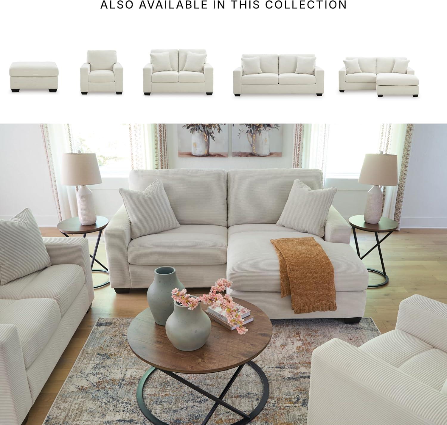 imageSignature Design by Ashley Ammon Casual Anti Sag Sofa Chaise with Loose Seat Cushion and 2 Accent Pillows WhiteWhite