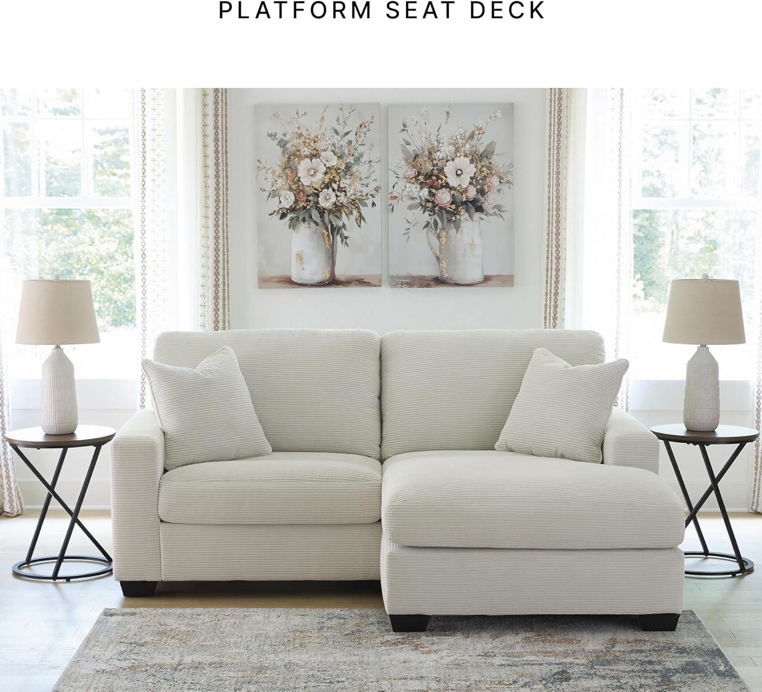 imageSignature Design by Ashley Ammon Casual Anti Sag Sofa Chaise with Loose Seat Cushion and 2 Accent Pillows WhiteWhite