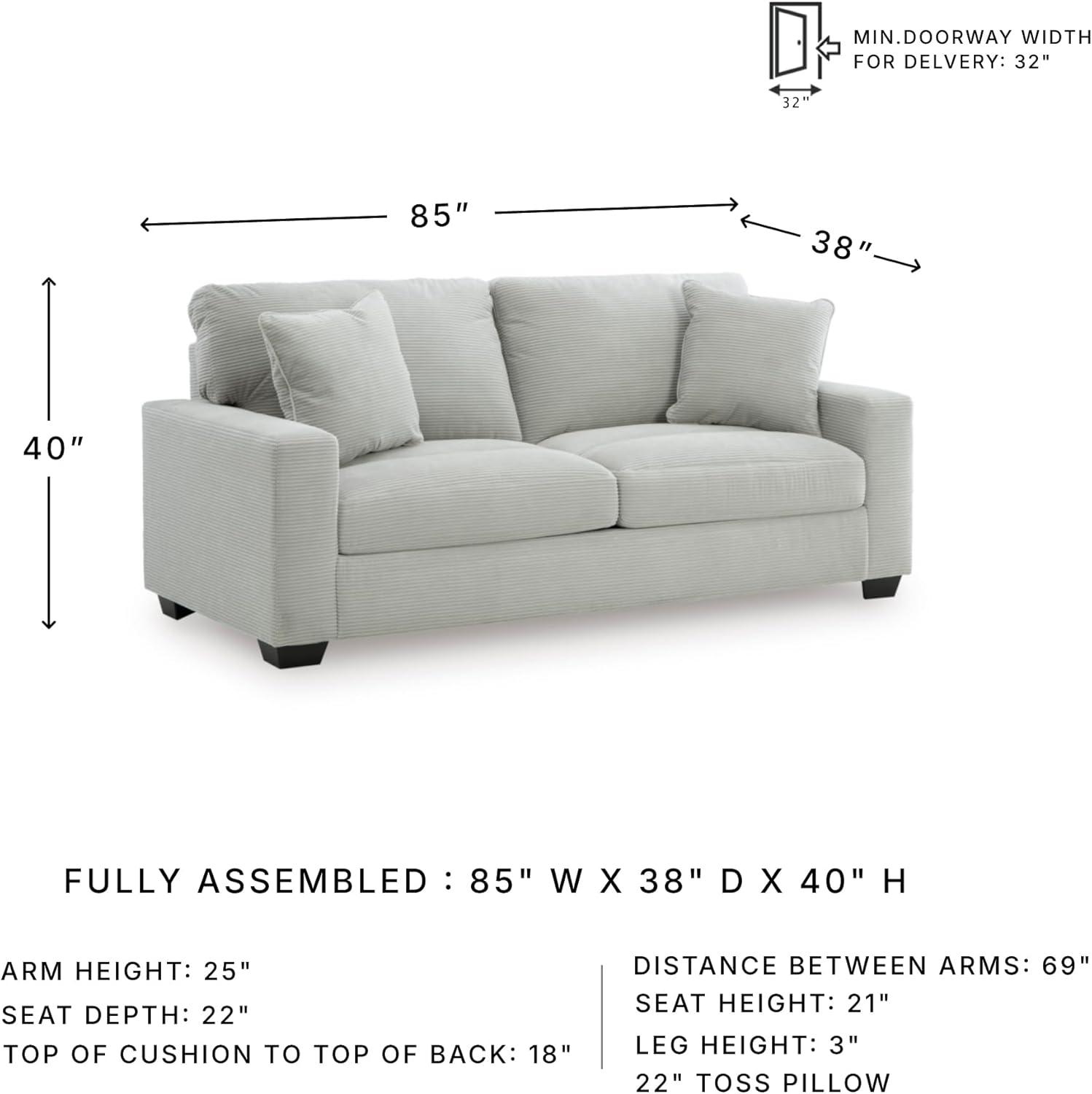 imageSignature Design by Ashley Ammon Casual Anti Sag Sofa with Loose Seat Cushion and 2 Accent Pillows WhiteLight Gray