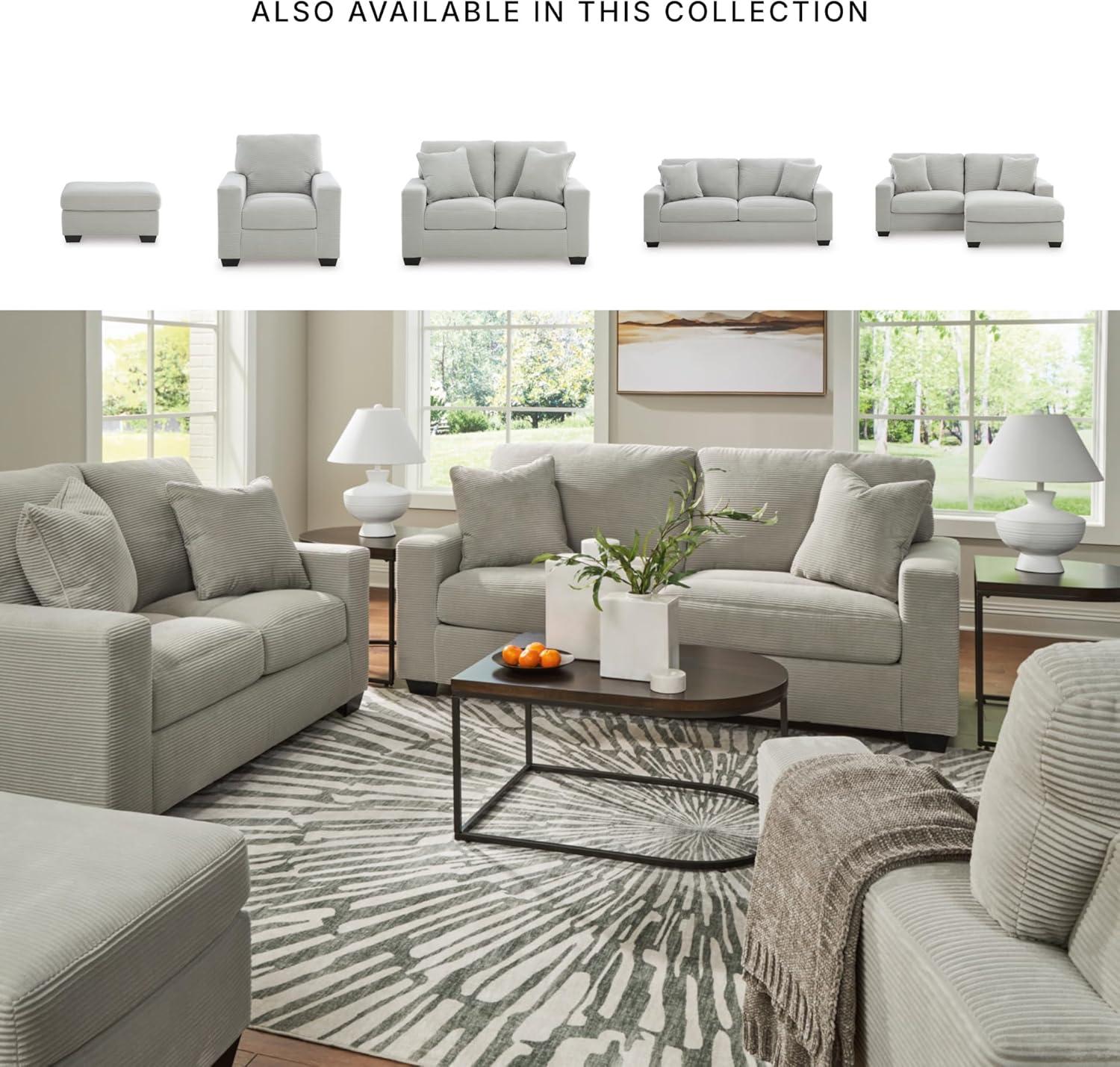 imageSignature Design by Ashley Ammon Casual Anti Sag Sofa with Loose Seat Cushion and 2 Accent Pillows WhiteLight Gray