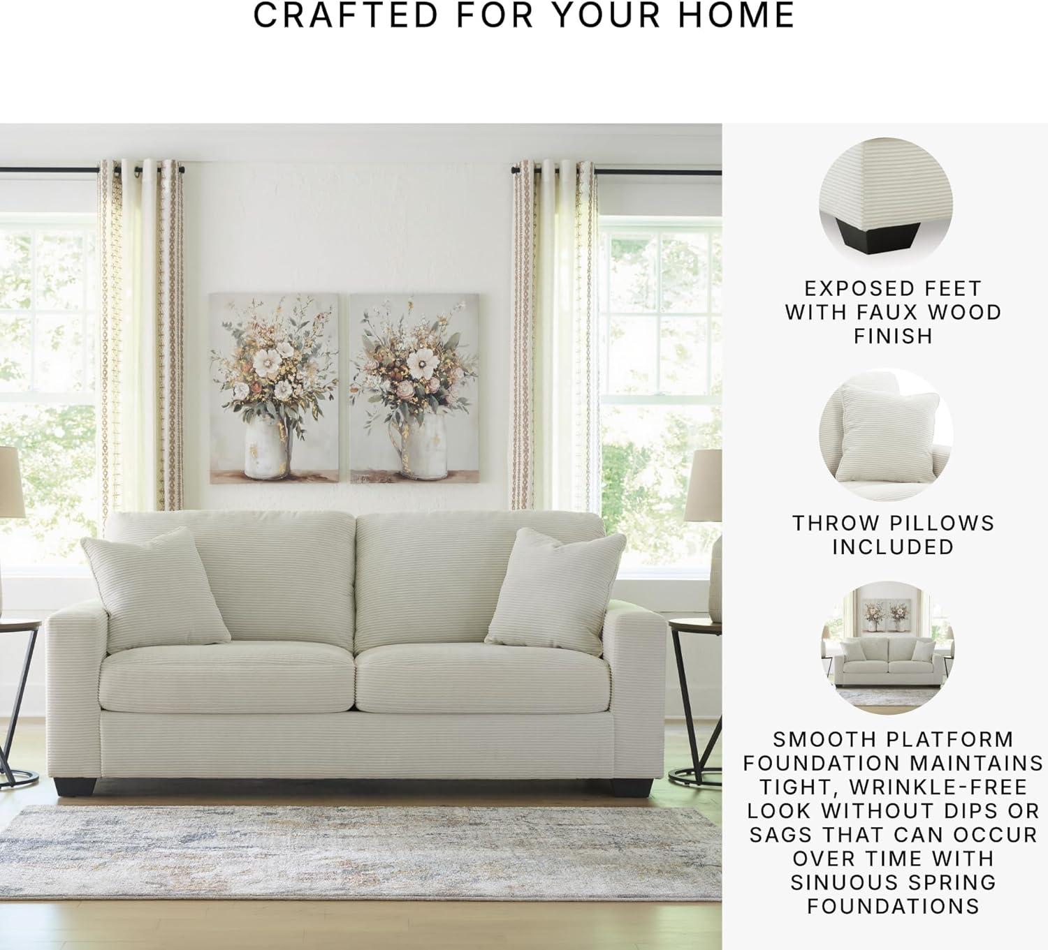 imageSignature Design by Ashley Ammon Casual Anti Sag Sofa with Loose Seat Cushion and 2 Accent Pillows WhiteWhite