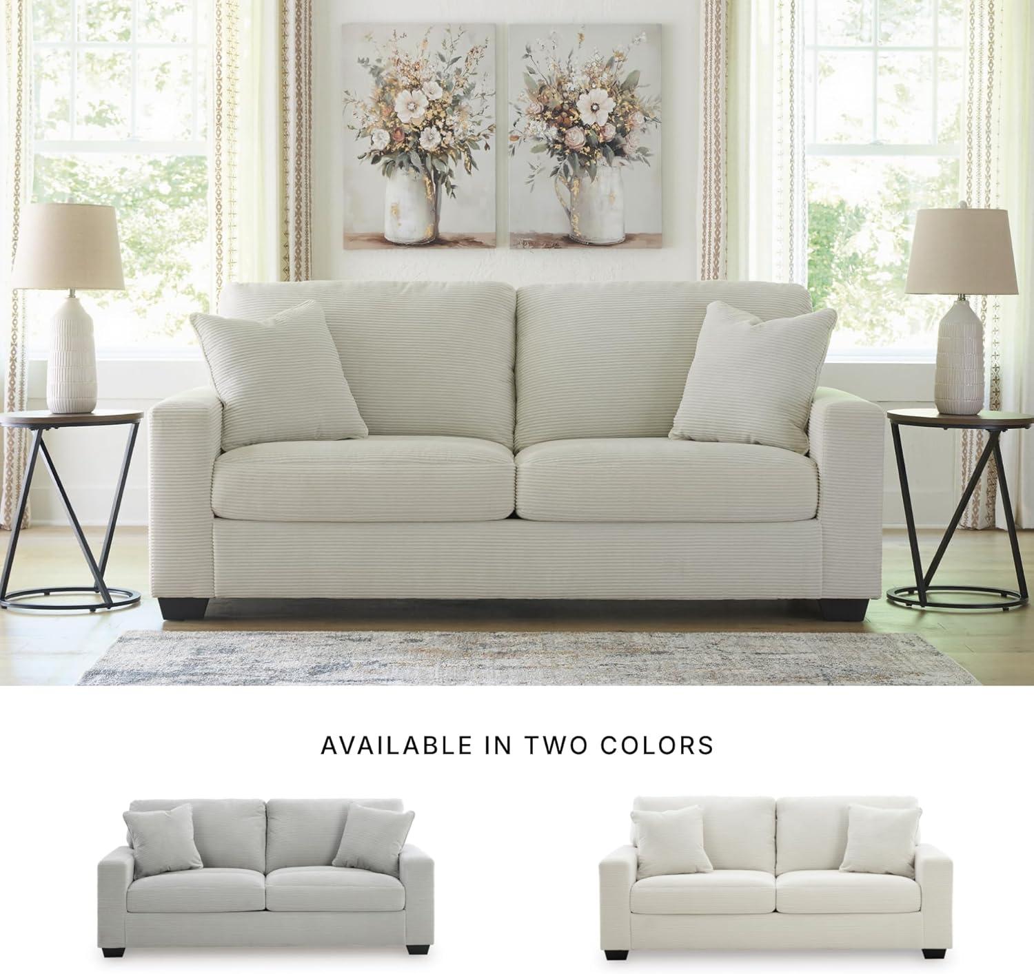 imageSignature Design by Ashley Ammon Casual Anti Sag Sofa with Loose Seat Cushion and 2 Accent Pillows WhiteWhite