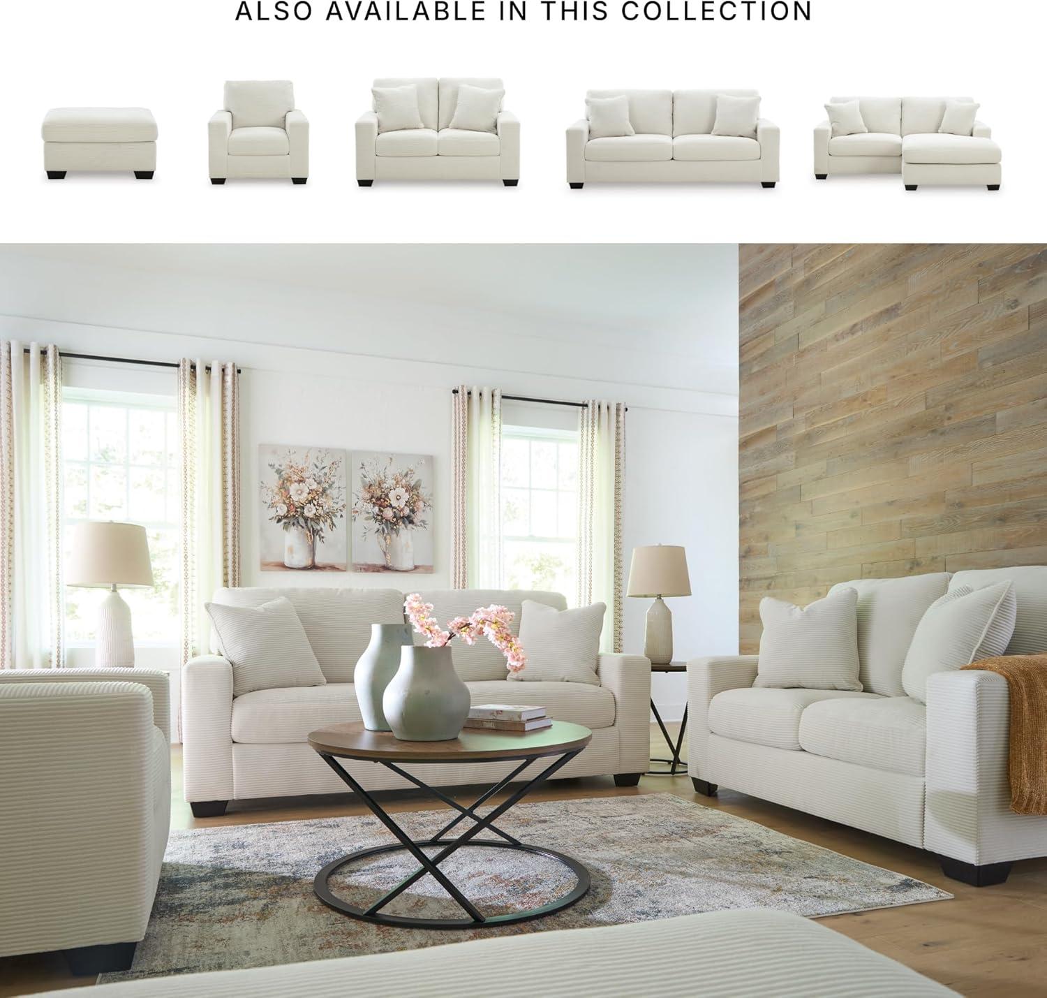 imageSignature Design by Ashley Ammon Casual Anti Sag Sofa with Loose Seat Cushion and 2 Accent Pillows WhiteWhite