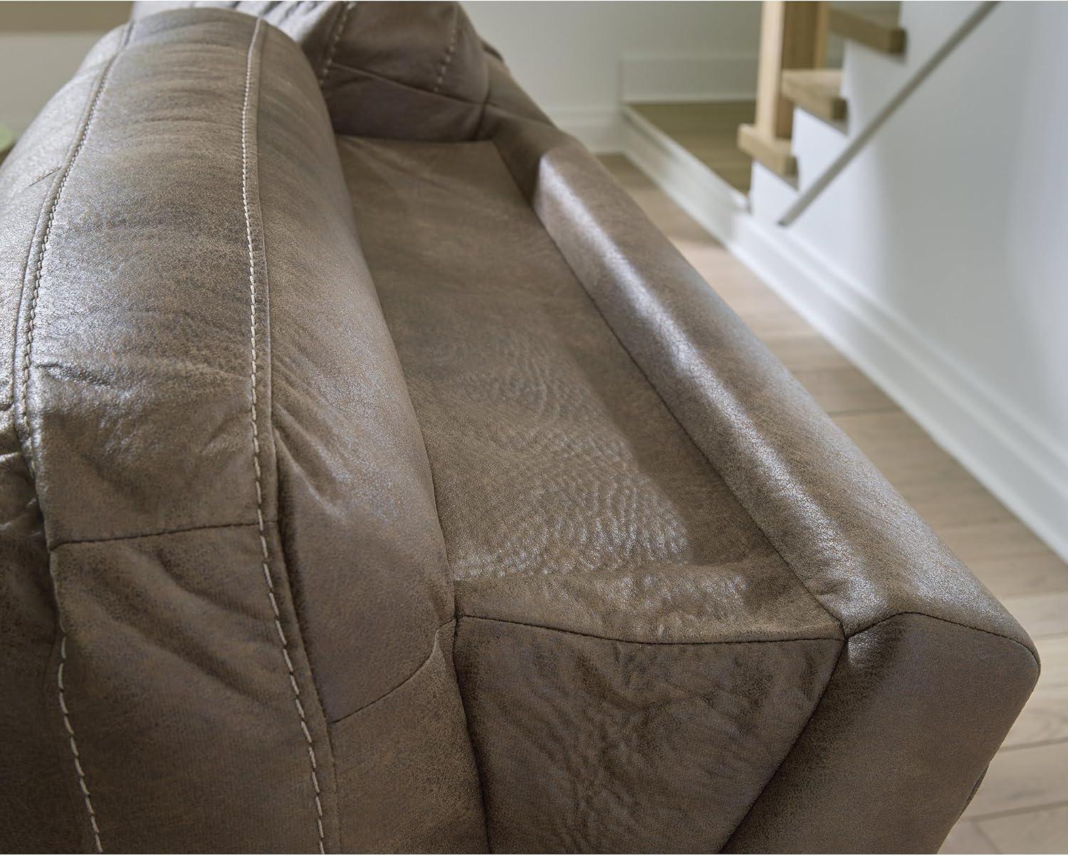 imageSignature Design by Ashley Bealeaf Contemporary Power Reclining Loveseat with Console Adjustable Headrest USB Charging Ports and Storage Dark Brown