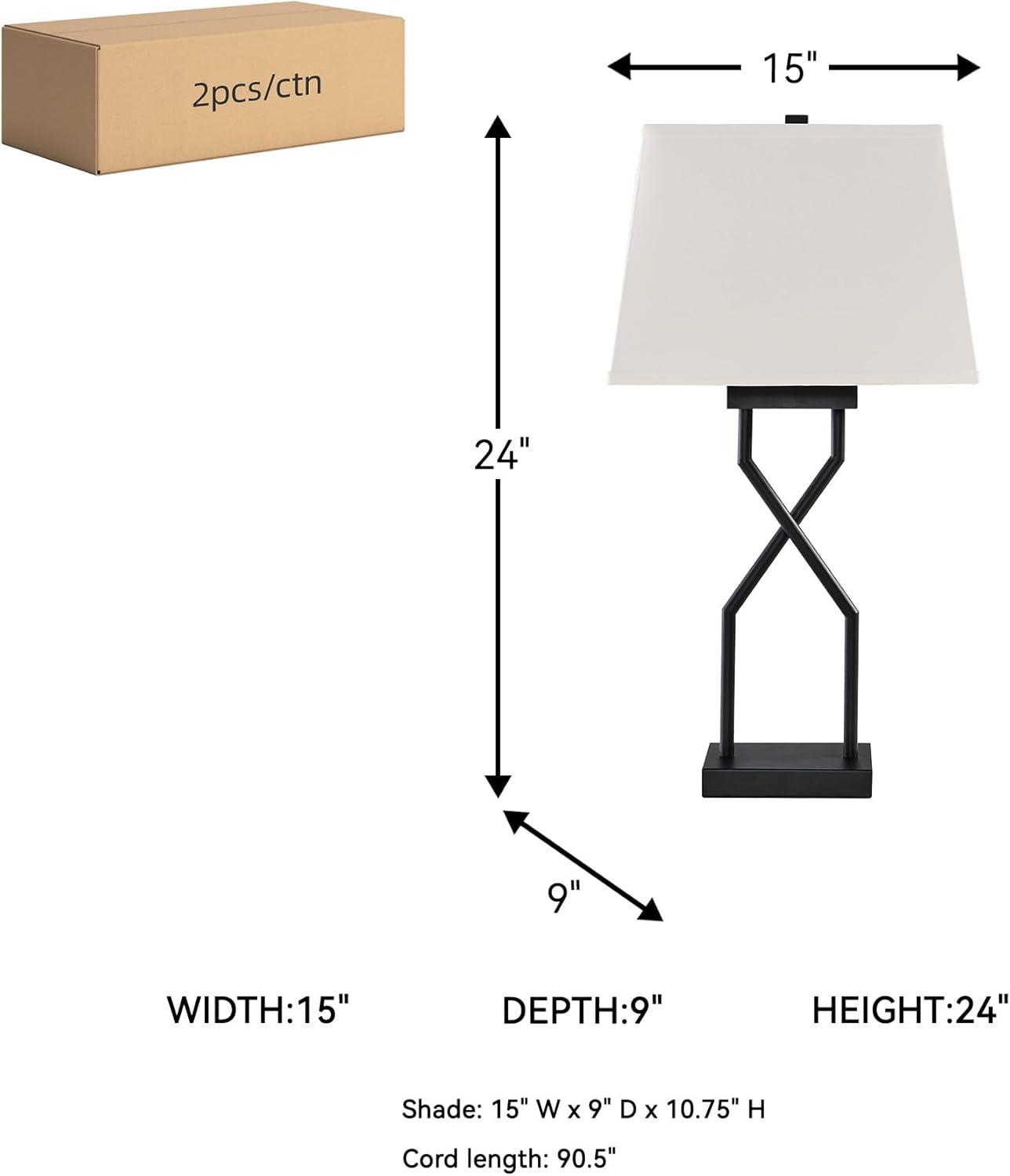 imageSignature Design by Ashley Brookthrone Modern 28 Inch Metal Table Lamp Set of 2 Black ampamp White