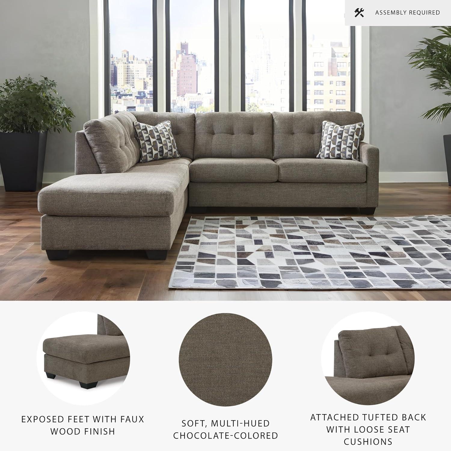 imageSignature Design by Ashley Casual Avaliyah LShape LeftArm Facing 6Piece Sectional with Reversible Cushion and Armrest GrayBrown
