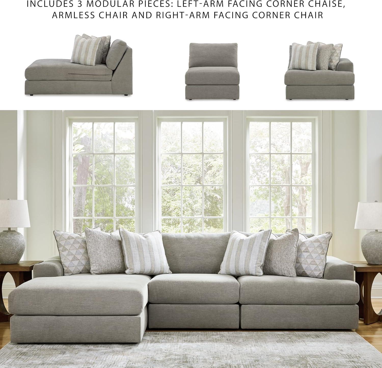 imageSignature Design by Ashley Casual Avaliyah LShape LeftArm Facing 6Piece Sectional with Reversible Cushion and Armrest GrayGrey