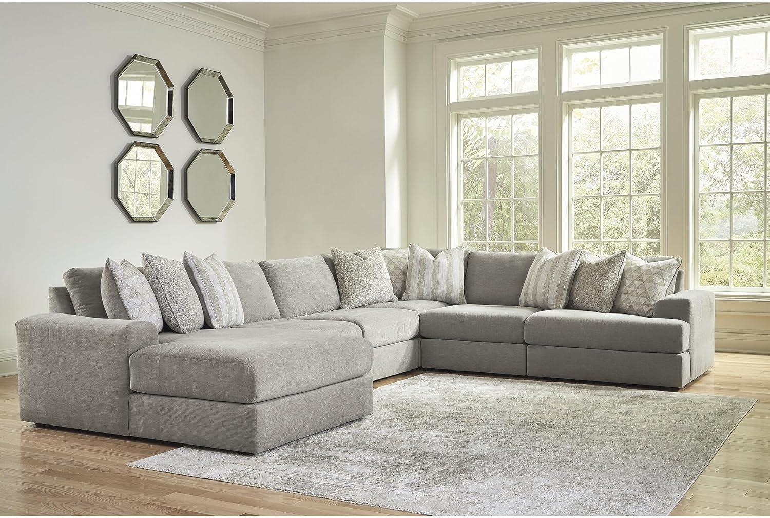 imageSignature Design by Ashley Casual Avaliyah LShape LeftArm Facing 6Piece Sectional with Reversible Cushion and Armrest GrayGrey
