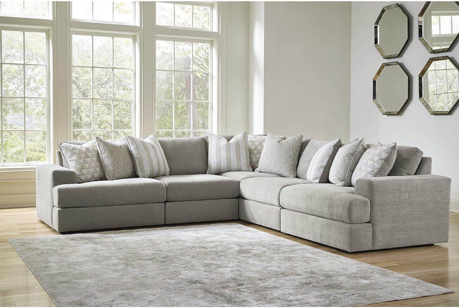 imageSignature Design by Ashley Casual Avaliyah LShape LeftArm Facing 6Piece Sectional with Reversible Cushion and Armrest GrayGrey