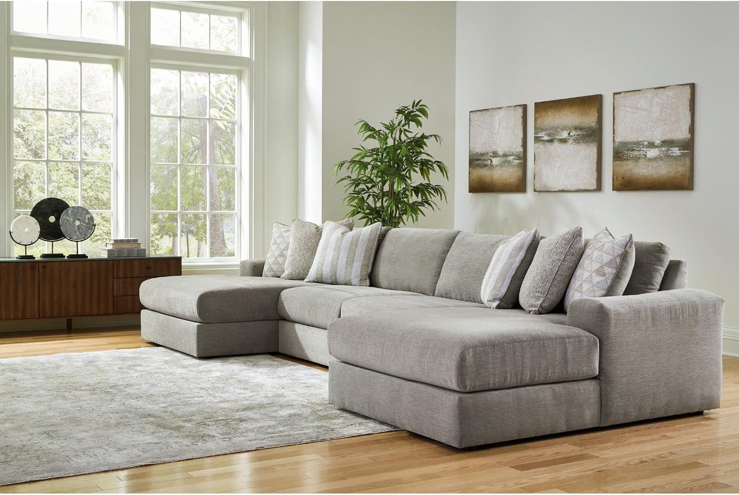 imageSignature Design by Ashley Casual Avaliyah LShape LeftArm Facing 6Piece Sectional with Reversible Cushion and Armrest GrayGrey