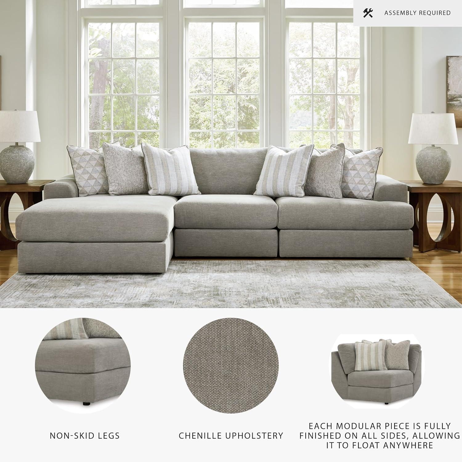 imageSignature Design by Ashley Casual Avaliyah LShape LeftArm Facing 6Piece Sectional with Reversible Cushion and Armrest GrayGrey