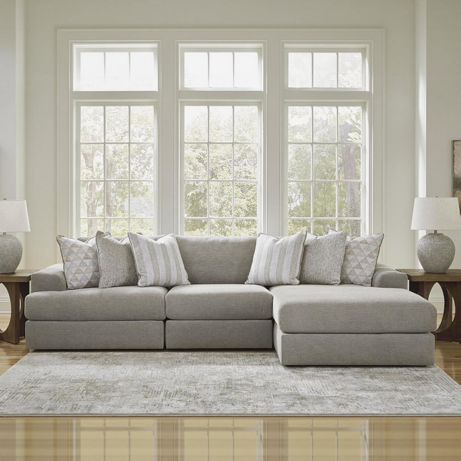 imageSignature Design by Ashley Casual Avaliyah LShape LeftArm Facing 6Piece Sectional with Reversible Cushion and Armrest GrayGrey